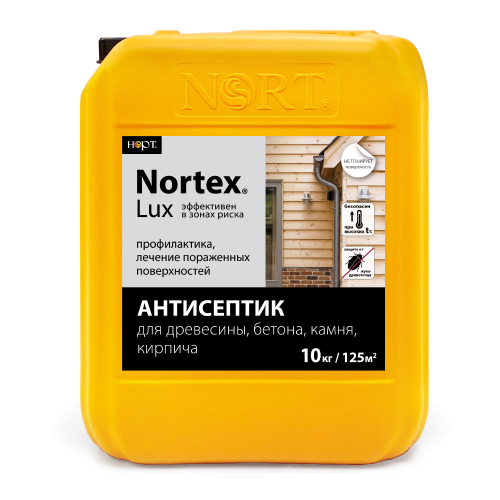 Купить Антисептик Nortex-Lux для древесины, бетона, камня, кирпича для эксплуатации в жестких условиях 10кг