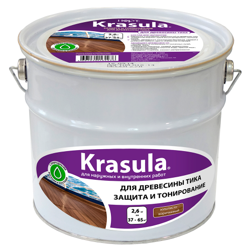 Купить Защитно-декоративный состав «KRASULA® для древесины тика» 2,6 кг